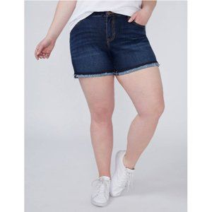 *Lane Bryant Girlfriend Jean Shorts Womens Plus 20 Dark Wash Raw Hem $60 NWT
